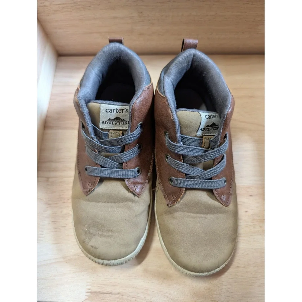 Carters Adventure Kids Brown Tan High Top Sneakers Size 12 Lace Up Casual Shoes